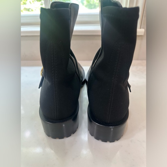 Stuart Weitzman Black Ankle Boots with Gold Accent - Picture 5 of 11